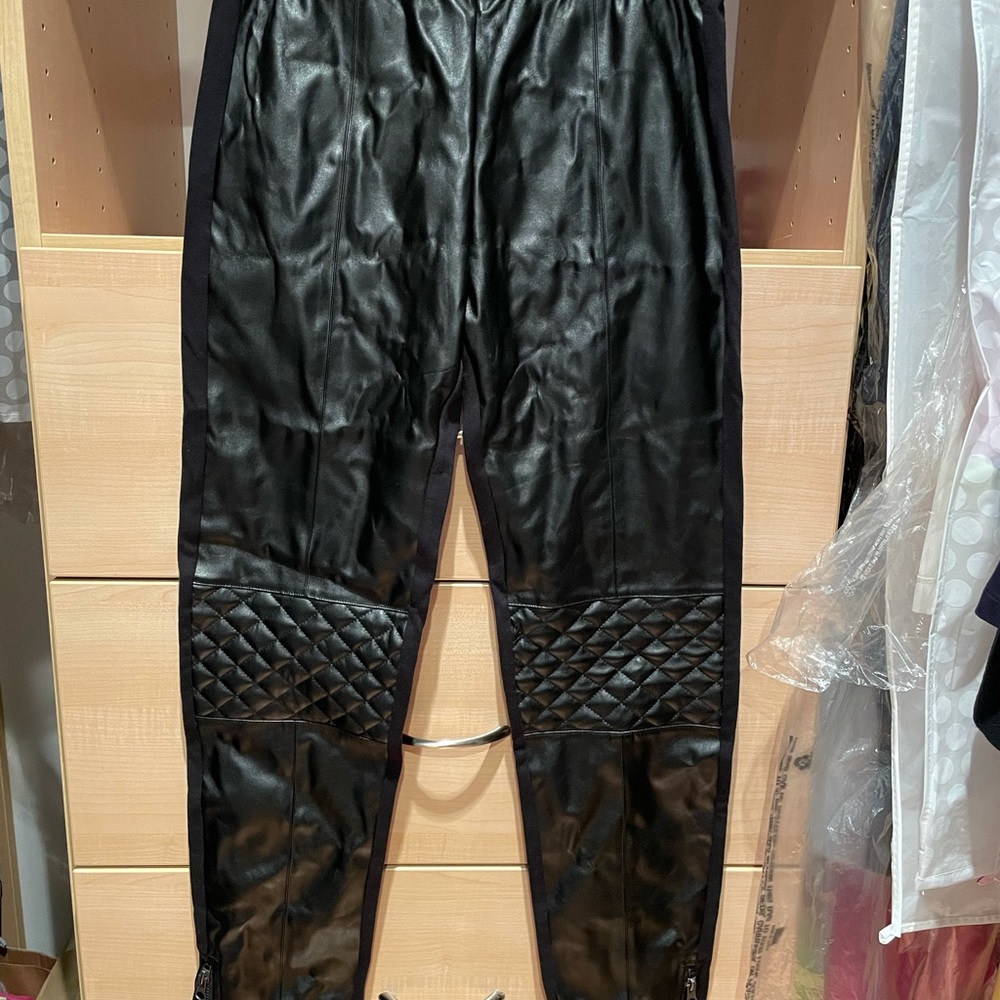 Leather front material back tights